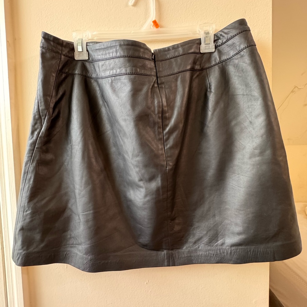 Halogen Black 100% Leather Mini Skirt
